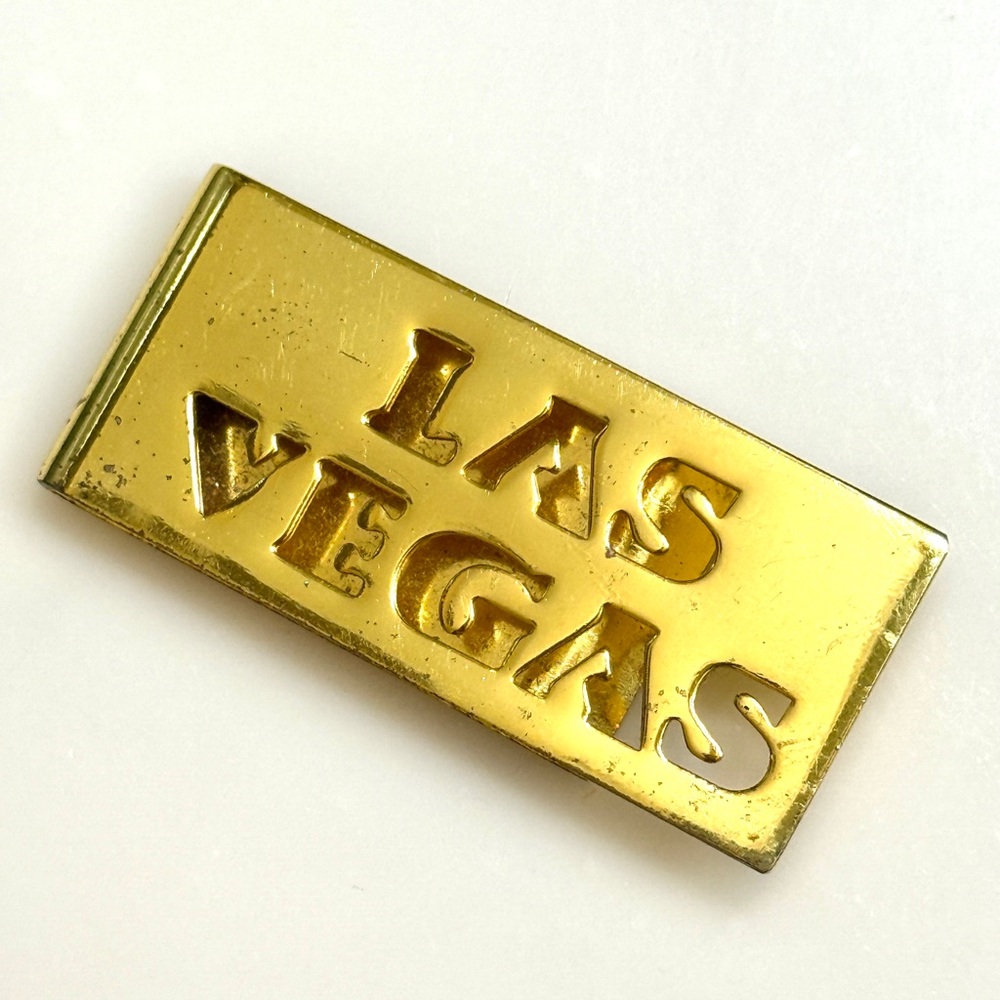 Las Vegas Money Clip Mens Gold Metal Cash Dollar Holder Souvenir Gift